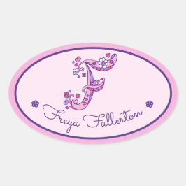 F-Brief-Monogramm-Sondermädchen Name Rosa Aufklebe Ovaler Aufkleber