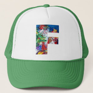 F BUCHSTABE / WEIHNACHTSMANN MIT TANNENBAUM-MONOGR TRUCKERKAPPE