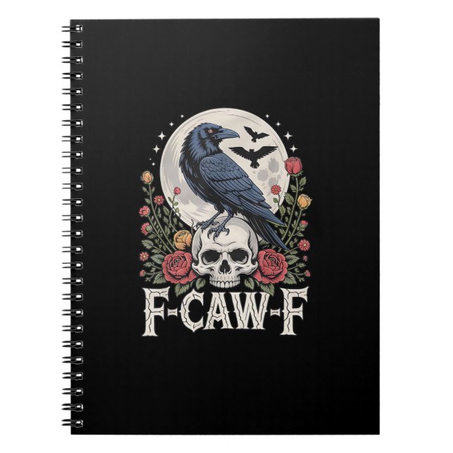 F-Caw-F Bird Crow Funny Crow Bird Cawing Grunge Re Notizblock (Vorderseite)