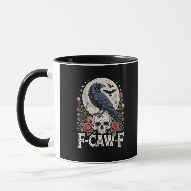F-Caw-F Bird Crow Funny Crow Bird Cawing Grunge Re Tasse (Links)