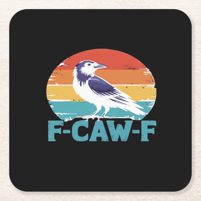 F-Caw-F Bird Crow Funny Crow Lover Aesthetic Style Rechteckiger Pappuntersetzer (Vorderseite)
