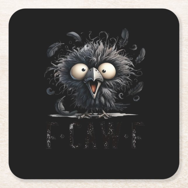 F-Caw-F Bird Funny Trendy Unique Rechteckiger Pappuntersetzer (Vorderseite)