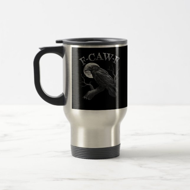 F-Caw-F Bird Moon Gothic Classic Cool Design Reisebecher (Links)