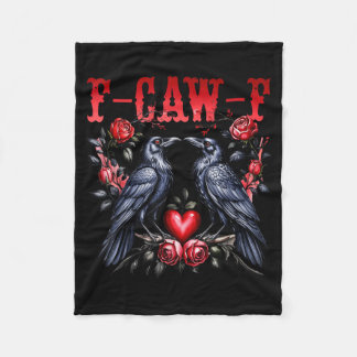 F-caw-f Black Crow Black Bird Roses Heart Funny Va Fleecedecke