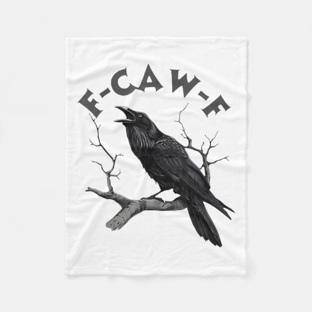 F-caw-f Black Crow Pun Funny Bird Cawing Grunge Fleecedecke (Vorderseite)