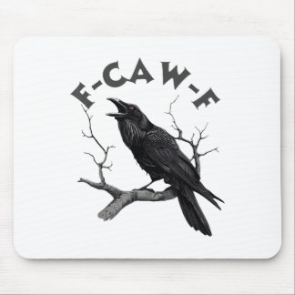 F-caw-f Black Crow Pun Funny Bird Cawing Grunge Mousepad