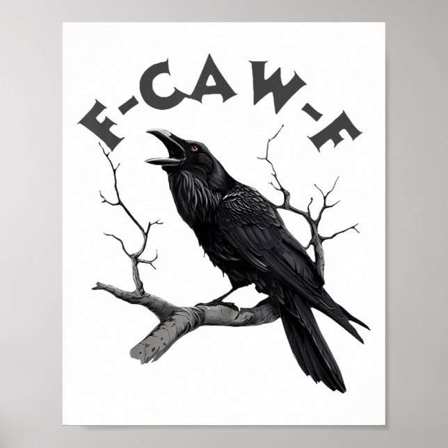 F-caw-f Black Crow Pun Funny Bird Cawing Grunge Poster (Vorne)