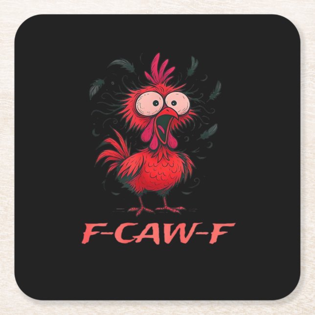 F-Caw-F-Chicken Boxy Cool Casual Rechteckiger Pappuntersetzer (Vorderseite)