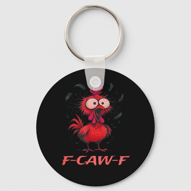 F-Caw-F-Chicken Boxy Cool Casual Schlüsselanhänger (Vorderseite)