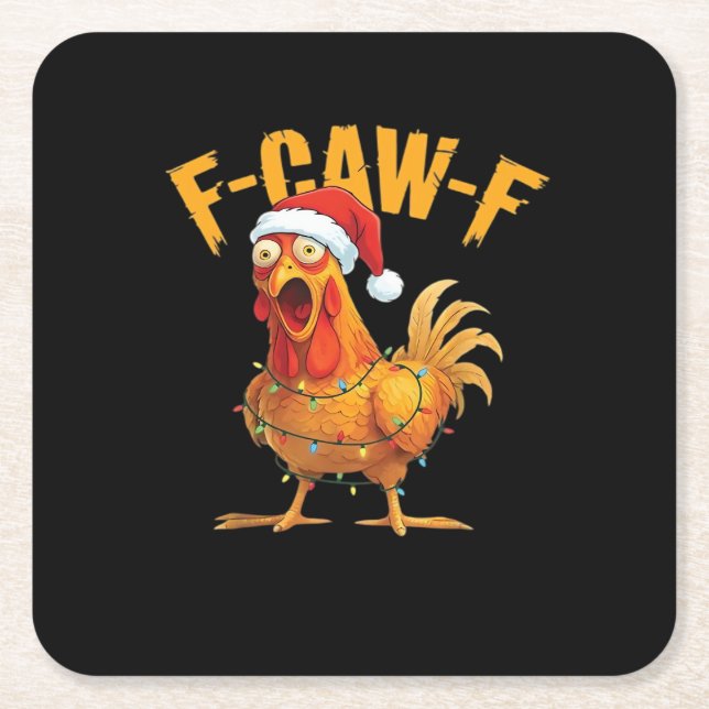 F-Caw-F Chicken Christmas Essential Rechteckiger Pappuntersetzer (Vorderseite)