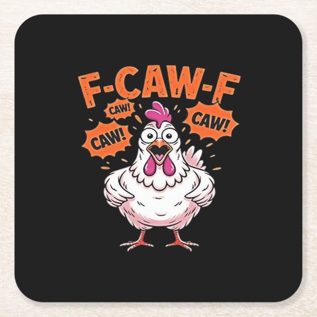 F-Caw-F Chicken Classic Cool Unique Rechteckiger Pappuntersetzer (Vorderseite)