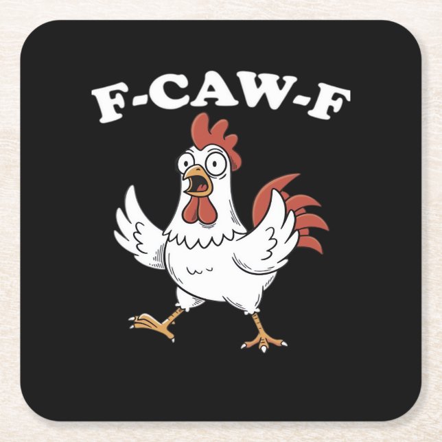 F-Caw-F Chicken Classic Funny Trendy Rechteckiger Pappuntersetzer (Vorderseite)
