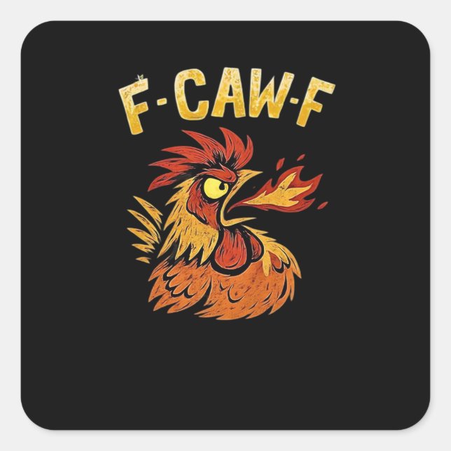 F-Caw-F-Chicken Classic Minimal Clean Quadratischer Aufkleber (Vorderseite)