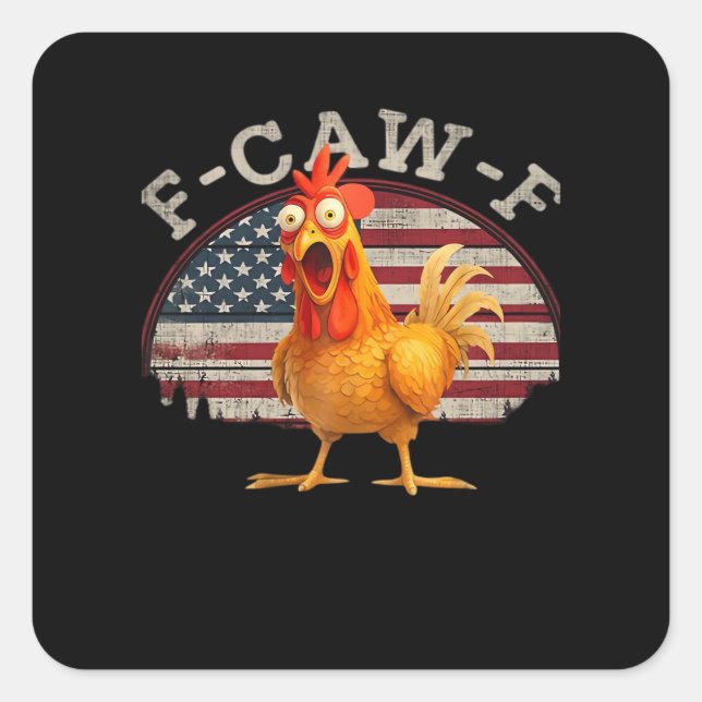 F-Caw-F Chicken Classic Minimal Clean Quadratischer Aufkleber (Vorderseite)