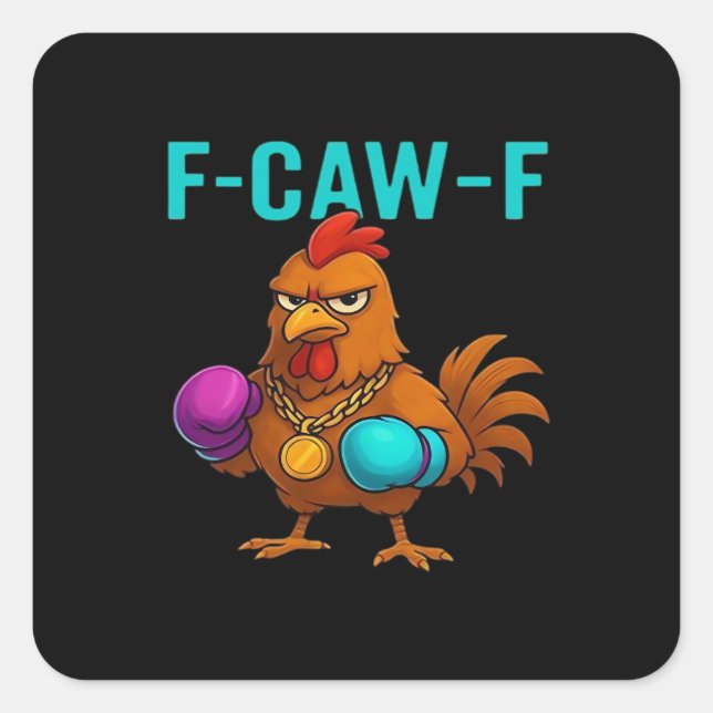 F-Caw-F Chicken Classic Minimal Clean Quadratischer Aufkleber (Vorderseite)