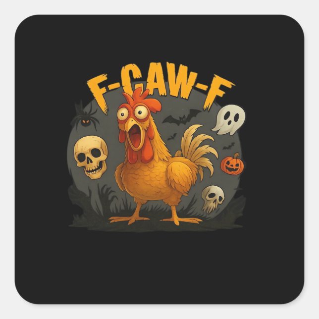 F-Caw-F Chicken Classic Minimal Clean Quadratischer Aufkleber (Vorderseite)