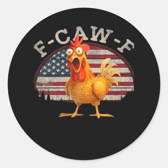 F-Caw-F Chicken Classic Minimal Clean Runder Aufkleber (Vorderseite)