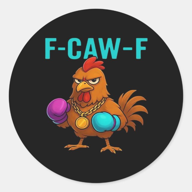 F-Caw-F Chicken Classic Minimal Clean Runder Aufkleber (Vorderseite)