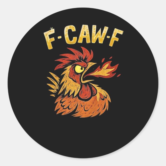 F-Caw-F-Chicken Classic Minimal Clean Runder Aufkleber (Vorderseite)