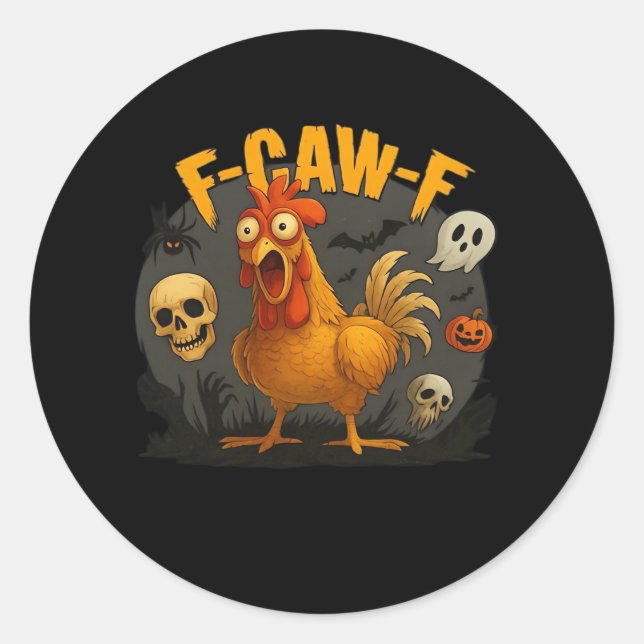F-Caw-F Chicken Classic Minimal Clean Runder Aufkleber (Vorderseite)