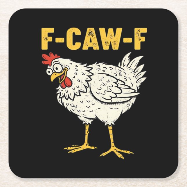 F-Caw-F Chicken Classic Retro Cool Rechteckiger Pappuntersetzer (Vorderseite)