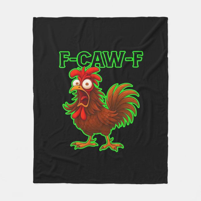F-Caw-F Chicken Classic Retro Graphic Fleecedecke (Vorderseite)
