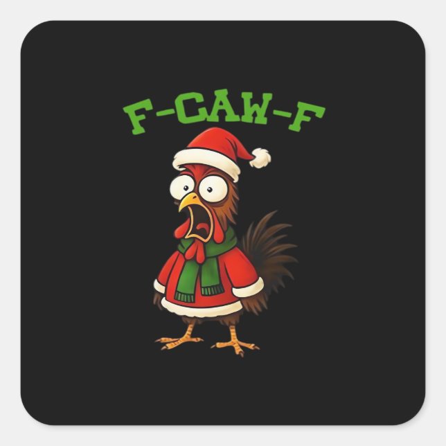 F-Caw-F Chicken Classic Retro Graphic Quadratischer Aufkleber (Vorderseite)