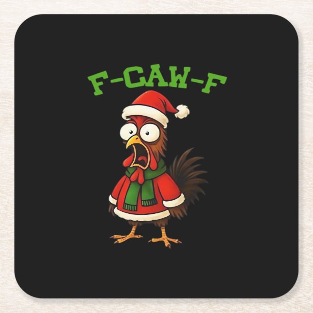 F-Caw-F Chicken Classic Retro Graphic Rechteckiger Pappuntersetzer (Vorderseite)
