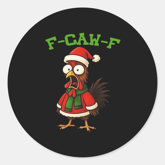 F-Caw-F Chicken Classic Retro Graphic Runder Aufkleber (Vorderseite)