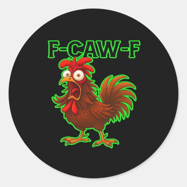 F-Caw-F Chicken Classic Retro Graphic Runder Aufkleber (Vorderseite)