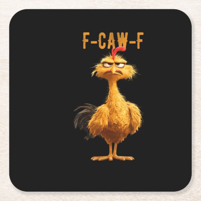F-Caw-F Chicken Classic Retro Style Rechteckiger Pappuntersetzer (Vorderseite)