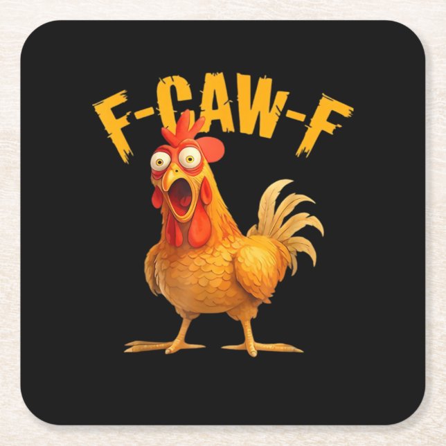 F-Caw-F Chicken Classic Retro Style Rechteckiger Pappuntersetzer (Vorderseite)