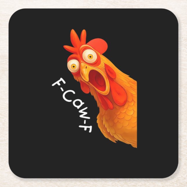 F-Caw-F Chicken Essential Classic Retro Rechteckiger Pappuntersetzer (Vorderseite)