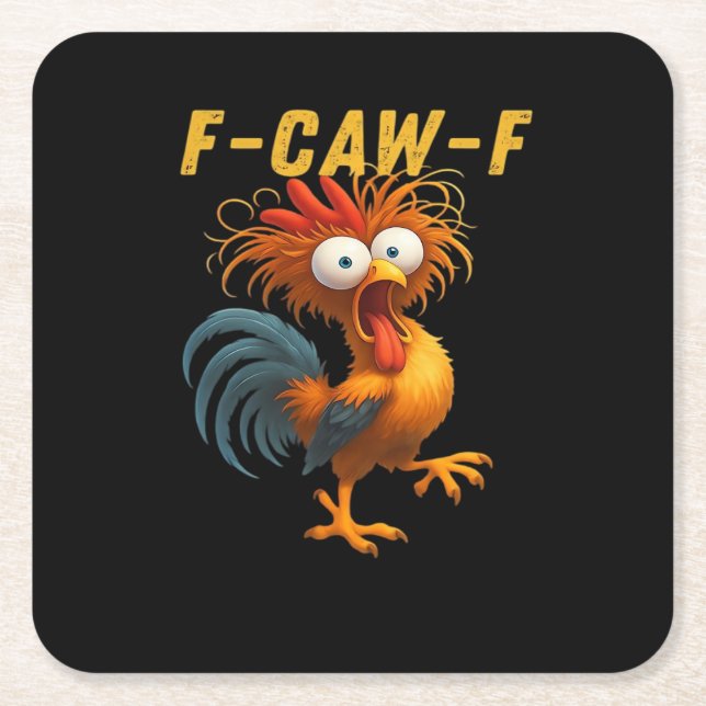 F-Caw-F Chicken Essential Funny Design Rechteckiger Pappuntersetzer (Vorderseite)