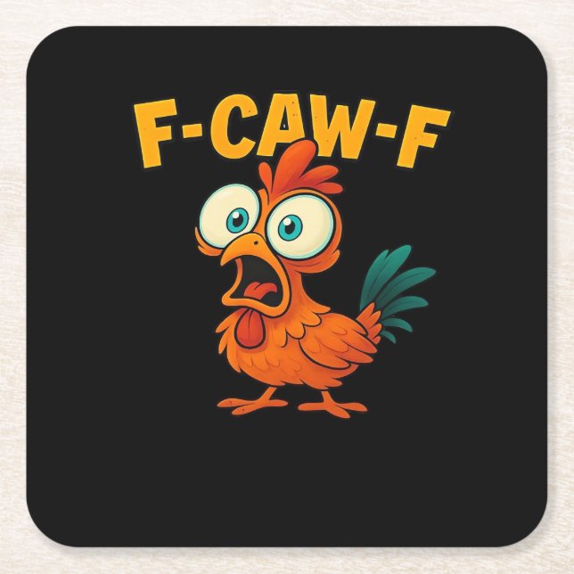 F-Caw-F Chicken Essential Funny Trendy Rechteckiger Pappuntersetzer (Vorderseite)