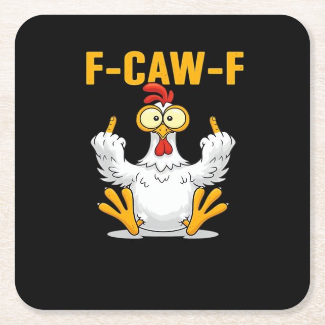 F-Caw-F-Chicken Essential Funny Trendy Rechteckiger Pappuntersetzer (Vorderseite)