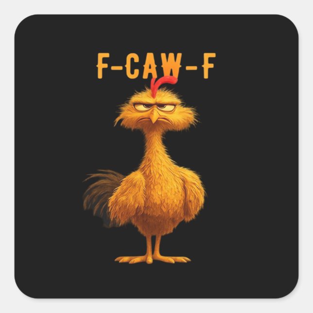 F-Caw-F-Chicken Essential Minimal Clean Quadratischer Aufkleber (Vorderseite)