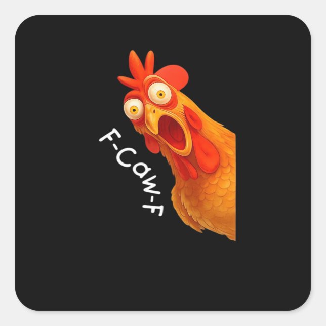 F-Caw-F Chicken Essential Minimal Clean Quadratischer Aufkleber (Vorderseite)