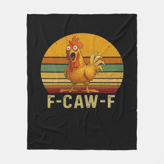 F-Caw-F Chicken Essential Retro Classic Fleecedecke (Vorderseite)