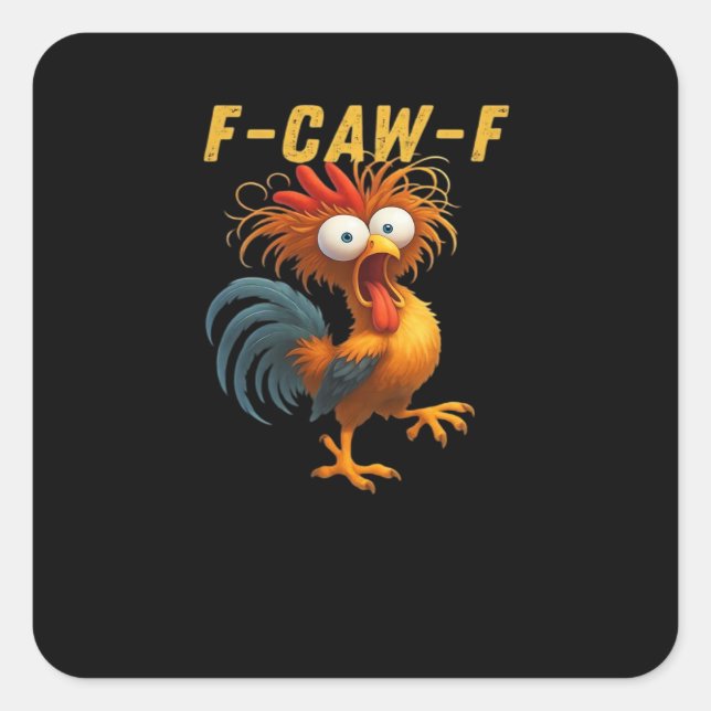 F-Caw-F-Chicken Essential Retro Classic Quadratischer Aufkleber (Vorderseite)