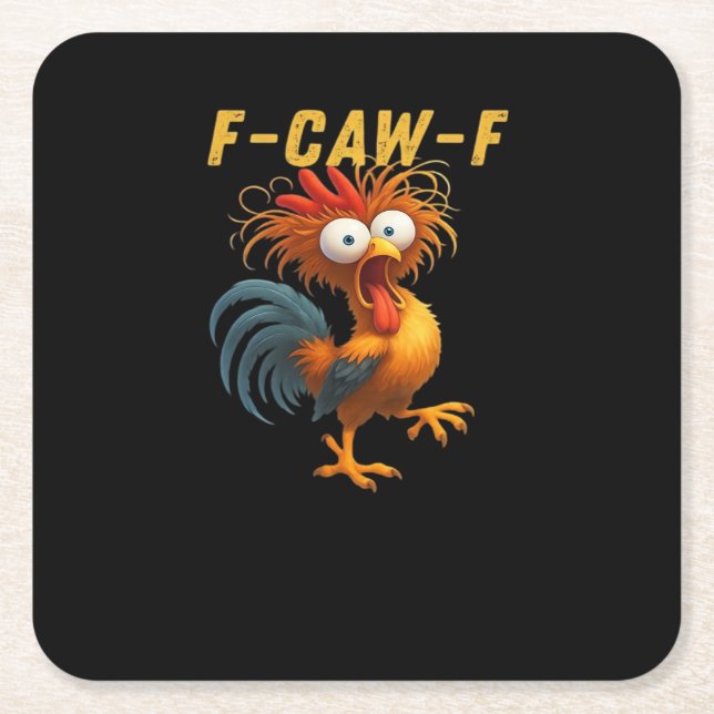 F-Caw-F-Chicken Essential Retro Classic Rechteckiger Pappuntersetzer (Vorderseite)