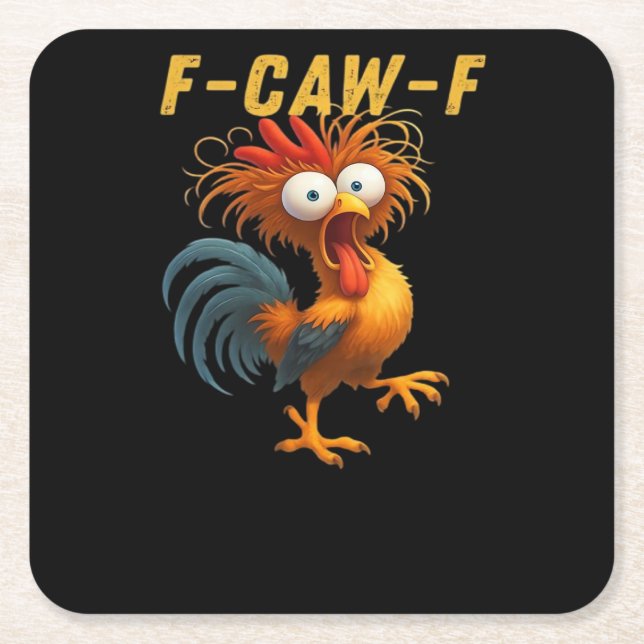 F-Caw-F-Chicken Essential Retro Classic Rechteckiger Pappuntersetzer (Vorderseite)