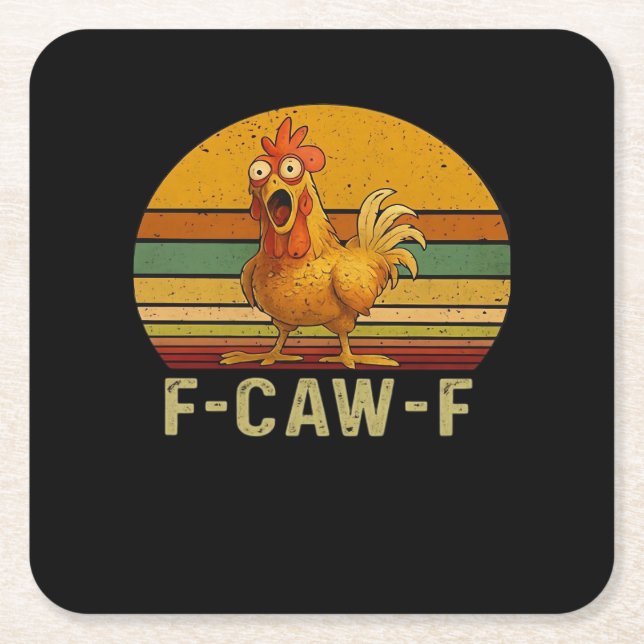 F-Caw-F Chicken Essential Retro Classic Rechteckiger Pappuntersetzer (Vorderseite)