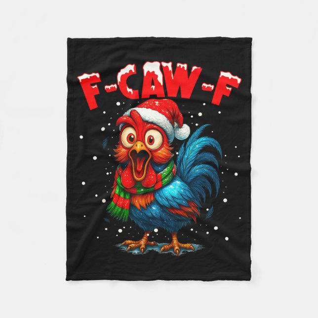 F-caw-f Chicken Fcawf Rooster Coffee Christmas Fca Fleecedecke (Vorderseite)