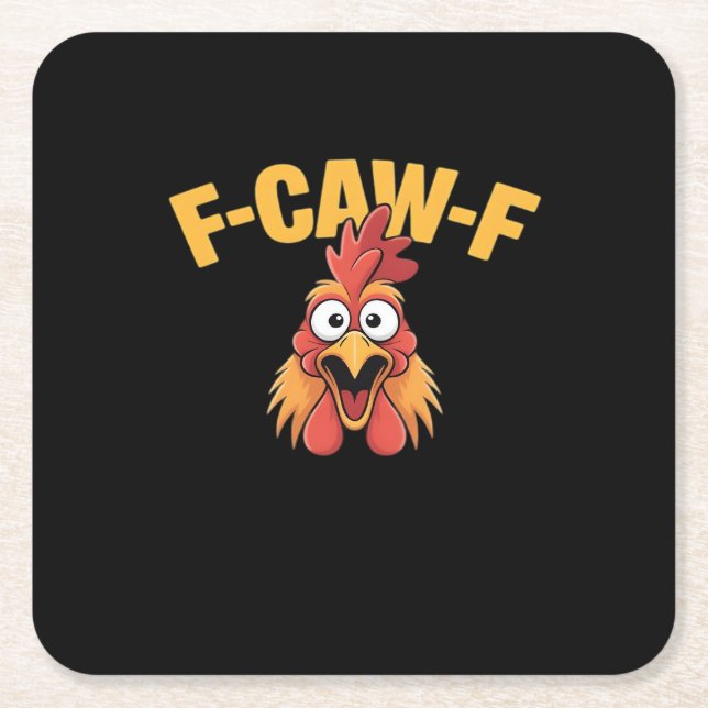 F-Caw-F Chicken Funny Chicken Creative Graphic Rechteckiger Pappuntersetzer (Vorderseite)