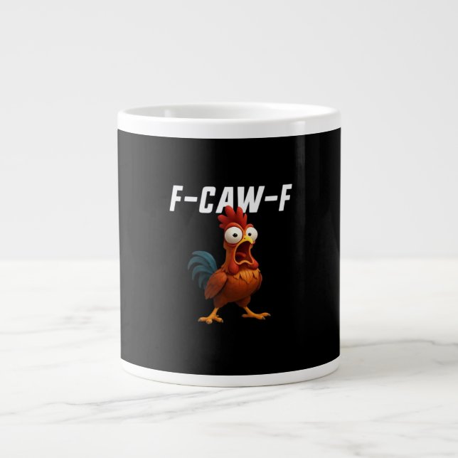 F-Caw-F Chicken Funny Chicken F-Caw-F Gear Retro C Jumbo-Tasse (Vorderseite)
