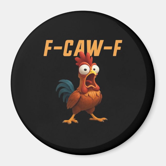 F-Caw-F Chicken Funny Chicken F-Caw-F Gear Retro G Magnet (Vorne)
