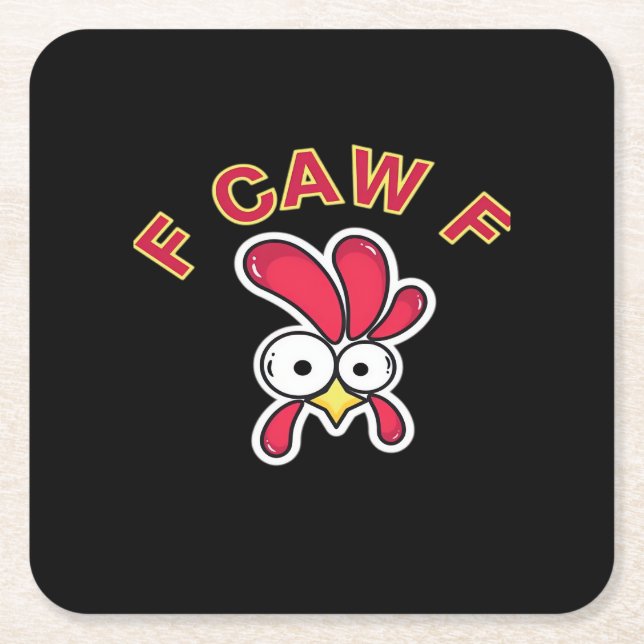 F-Caw-F Chicken Funny Rechteckiger Pappuntersetzer (Vorderseite)