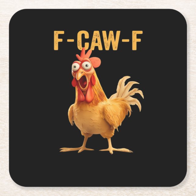 F-Caw-F-Chicken Funny Trendy Rechteckiger Pappuntersetzer (Vorderseite)