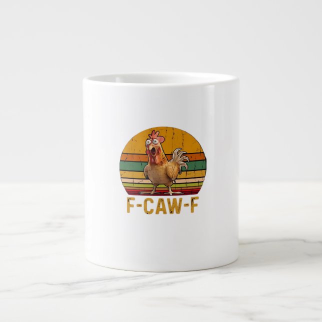 F-Caw-F Chicken Humor Essential Minimal Clean Jumbo-Tasse (Vorderseite)